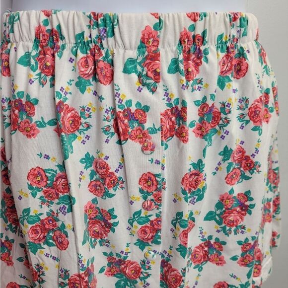 VINTAGE 90s pink rose‎ cottagecore pull on button front skater skirt S - Picture 4 of 9